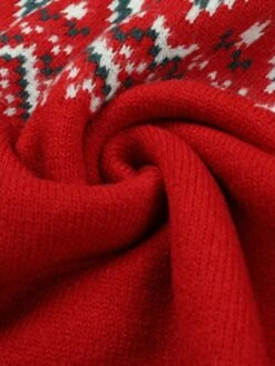 Women's Ugly Christmas Sweater Pullover Sweater Jumper Turtleneck Ribbed Knit Acrylic Knitted Fall Winter Xmas Holiday Stylish Casual Soft Long Sleeve Geometric Red Beige S M L -Xmas Cothing Store gejlul1665489476538