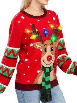 Women's Ugly Christmas Sweater Pullover Sweater Jumper Crew Neck Ribbed Knit Acrylic Light Up Fall Winter Xmas Holiday Stylish Casual Soft Long Sleeve Animal Black Red S M L 14 Women's Ugly Christmas Sweater Pullover Sweater Jumper Crew Neck Ribbed Knit Acrylic Light Up Fall Winter Xmas Holiday Stylish Casual Soft Long Sleeve Animal Black Red S M L -Xmas Cothing Store gfboxd1666597931157