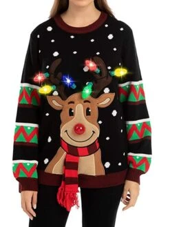 Women's Ugly Christmas Sweater Pullover Sweater Jumper Crew Neck Ribbed Knit Acrylic Light Up Fall Winter Xmas Holiday Stylish Casual Soft Long Sleeve Animal Black Red S M L 16 Women's Ugly Christmas Sweater Pullover Sweater Jumper Crew Neck Ribbed Knit Acrylic Light Up Fall Winter Xmas Holiday Stylish Casual Soft Long Sleeve Animal Black Red S M L -Xmas Cothing Store gftzky1666597932251