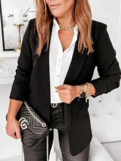 Women's Blazer Christmas Work Daily Xmas Spring Fall Regular Coat Regular Fit Breathable Basic Casual St. Patrick's Day Jacket Long Sleeve Solid Color Quilted Black White Red -Xmas Cothing Store gfuwbf1627545320227