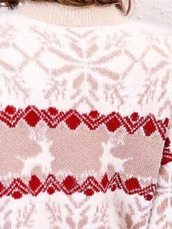 Women's Ugly Christmas Sweater Pullover Sweater Jumper Crew Neck Ribbed Knit Cotton Blend Knitted Fall Winter Outdoor Xmas Holiday Stylish Casual Soft Long Sleeve Snowflake Pink Red Blue S M L -Xmas Cothing Store githum1666778103226