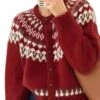 Women's Ugly Christmas Sweater Cardigan Sweater Crew Neck Ribbed Knit Rayon Patchwork Button Fall Winter Xmas Daily Going Out Stylish Casual Soft Long Sleeve Geometric Color Block Red Navy Blue -Xmas Cothing Store gjuncj1692093233311