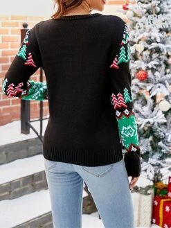 Women's Ugly Christmas Sweater Pullover Sweater Jumper Crew Neck Ribbed Knit Acrylic Oversized Fall Winter Short Xmas Daily Going Out Stylish Casual Soft Long Sleeve Animal Letter Snowflake 1043 -Xmas Cothing Store gocnvj1695262576748