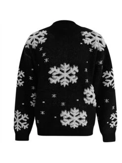 Women's Ugly Christmas Sweater Pullover Sweater Jumper Stand Collar Ribbed Knit Polyester Patchwork Fall Winter Regular Outdoor Xmas Daily Stylish Casual Soft Long Sleeve Snowflake Black Red S M -Xmas Cothing Store golfmw1695209490158