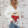 Women's Ugly Christmas Sweater Pullover Sweater Jumper V Neck Ribbed Knit Polyester Knitted Print Fall Winter Regular Outdoor Christmas Holiday Daily Stylish Casual Long Sleeve Animal Wine Red S M L -Xmas Cothing Store goxsaa1697697967599