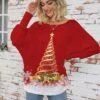 Women's Ugly Christmas Sweater Pullover Sweater Jumper Crew Neck Ribbed Knit Polyester Knitted Print Fall Winter Regular Outdoor Christmas Holiday Daily Stylish Casual Long Sleeve Animal Christmas