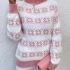 Women's Pullover Sweater Jumper Turtleneck Crew Neck Chunky Knit Polyester Embroidery Spring Fall Winter Christmas Daily Holiday Xmas Stylish Casual Long Sleeve Snowflake Pink Royal Blue Blue S M L
