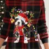 Women's Ugly Christmas Sweater Pullover Sweater Jumper Crew Neck Ribbed Knit Polyester Print Fall Winter Regular Outdoor Xmas Holiday Stylish Casual Soft Long Sleeve Animal Plaid Print Black Red