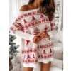 Women's Christmas Sweater Dress Round Neck Long Sleeve Xmas Red Ethnic Elk Pine Tree Snowflake Polka Dot Pattern Jacquard Sweater Dresses 1 Women's Christmas Sweater Dress Round Neck Long Sleeve Xmas Red Ethnic Elk Pine Tree Snowflake Polka Dot Pattern Jacquard Sweater Dresses -Xmas Cothing Store gtxdcl1626693122742