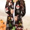 Women's Ugly Christmas Sweater Cardigan Sweater Jacket Open Front Ribbed Knit Polyester Print Fall Winter Long Outdoor Christmas Daily Vintage Daily Stylish Long Sleeve Geometric Plaid Snowman Red -Xmas Cothing Store gvtzew1697290870391