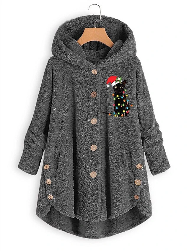 Women's Fleece Jacket Sherpa Jacket Teddy Coat Windproof Warm Outdoor Christmas Daily Wear Vacation Button Pocket Print Single Breasted Hoodie Plush Casual Daily Modern Xmas Animal Regular Fit 8 Women's Fleece Jacket Sherpa Jacket Teddy Coat Windproof Warm Outdoor Christmas Daily Wear Vacation Button Pocket Print Single Breasted Hoodie Plush Casual Daily Modern Xmas Animal Regular Fit - Image 6