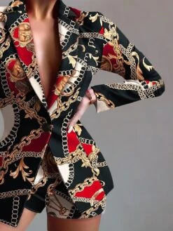 Women's Blazer Suits Fall 2 Pcs Leopard Blazer & Short Pant Christmas Party Wear Fashion Slim Fit Outerwear Long Sleeve Fall -Xmas Cothing Store gwnzzf1694429090613