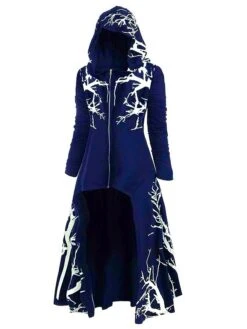 Women's Winter Coat Christmas Long Coat Zip Up Overcoat Halloween Warm Windproof Hooded Jacket Fall Black Blue Purple L XL XXL 3XL 4XL -Xmas Cothing Store gwtmig1635155829002