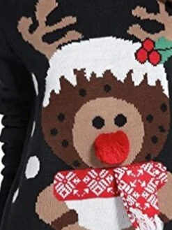 Women's Ugly Christmas Sweater Pullover Sweater Jumper Crew Neck Ribbed Knit Acrylic Knitted Fall Winter Outdoor Xmas Daily Stylish Casual Soft Long Sleeve Animal Elk Black S M L -Xmas Cothing Store gxunoq1667811518826