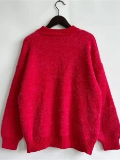 Women's Ugly Christmas Sweater Pullover Sweater Jumper Crew Neck Ribbed Knit Acrylic Oversized Fall Winter Regular Outdoor Xmas Daily Stylish Casual Soft Long Sleeve Elk Snowflake Red S M L -Xmas Cothing Store hbnbcw1696903344650