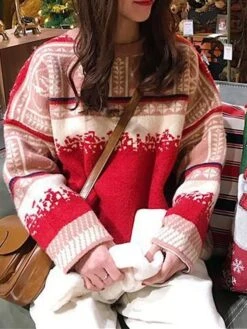 Women's Ugly Christmas Sweater Pullover Sweater Jumper Christmas Sweaters Crew Neck Ribbed Knit Acrylic Knitted Fall Winter Regular Outdoor Christmas Daily Fashion Casual Soft Long Sleeve Snowflake -Xmas Cothing Store hcoccy1697785148580