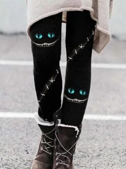 Women's Tights Leggings Black Pink Black / Red Fashion Christmas Weekend Xmas Full Length Tummy Control Cat S M L XL XXL -Xmas Cothing Store hcvjfs1668421198767