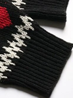 Women's Ugly Christmas Sweater Pullover Sweater Jumper Crew Neck Ribbed Knit Polyester Oversized Fall Winter Short Xmas Daily Going Out Stylish Casual Soft Long Sleeve Heart Letter Elk Black S M -Xmas Cothing Store hesnyl1695209511161