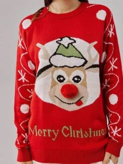 Women's Ugly Christmas Sweater Pullover Sweater Jumper Christmas Sweaters Crew Neck Ribbed Knit Acrylic Knitted Fall Winter Regular Outdoor Xmas Daily Stylish Casual Soft Long Sleeve Polka Dot -Xmas Cothing Store hfajpv1697290682823