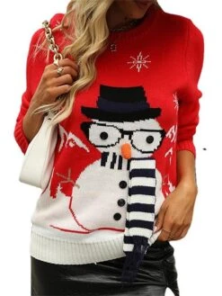 Women's Ugly Christmas Sweater Pullover Sweater Jumper Christmas Sweaters Hooded Ribbed Knit Acrylic Knitted Fall Winter Regular Outdoor Xmas Daily Stylish Casual Soft Long Sleeve Color Block -Xmas Cothing Store hklaxh1697290687150