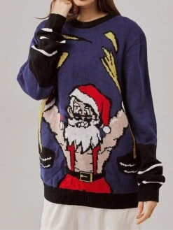 Women's Ugly Christmas Sweater Pullover Sweater Jumper Christmas Sweaters Crew Neck Ribbed Knit Acrylic Embroidered Knitted Fall Winter Regular Outdoor Christmas Daily Stylish Casual Soft Long Sleeve