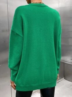 Women's Ugly Christmas Sweater Pullover Sweater Jumper Crew Neck Ribbed Knit Acrylic Knitted Print Fall Winter Outdoor Home Xmas Stylish Casual Soft Long Sleeve Letter White Red Green S M L -Xmas Cothing Store hmetsa1667901169195