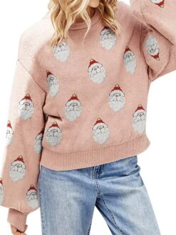 Women's Ugly Christmas Sweater Pullover Sweater Jumper Christmas Sweaters Crew Neck Ribbed Knit Polyester Knitted Fall Winter Regular Outdoor Christmas Daily Fashion Casual Soft Long Sleeve Santa -Xmas Cothing Store hmkixc1697785148741