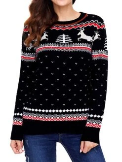 Women's Ugly Christmas Sweater Pullover Sweater Jumper Christmas Sweaters Crew Neck Ribbed Knit Polyester Knitted Fall Winter Regular Outdoor Christmas Daily Stylish Casual Soft Long Sleeve Elk -Xmas Cothing Store hmnors1697290881279
