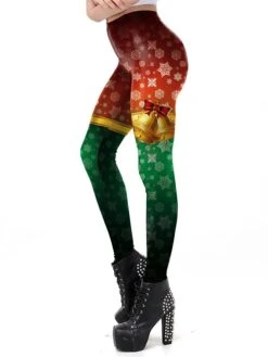 Women's Leggings Full Length Active Vacation Outdoor Christmas Wine Red S M Fall Winter -Xmas Cothing Store hnahus1696752248016