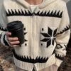 Women's Ugly Christmas Sweater Cardigan Christmas Sweaters Hooded Ribbed Knit Polyester Zipper Knitted Print Fall Winter Regular Outdoor Christmas Daily Stylish Casual Soft Long Sleeve Snowflake -Xmas Cothing Store hnywyh1697290888946