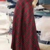 Women's SkirtPlaid Skirt MaxiRed Dark Green Skirts Winter Pocket Print High Waist Fashion Casual Christmas Street M L XL -Xmas Cothing Store hoauoz1694742660457