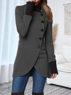 Women's Overcoat Long Pea Coat Single Breasted Stand Collar Trench Coat Christmas Xmas Red Slim Fit Winter Coat Windproof Warm Comtemporary Stylish Casual Jacket Long Sleeve Black Wine Army Green -Xmas Cothing Store hpdcdk1696919032274