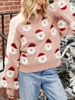 Women's Pullover Crew Neck Knit Nylon Polyester Knitted Fall Winter Christmas Christmas Long Sleeve Animal Black Yellow Light Green S M L -Xmas Cothing Store hplpti1603175519644