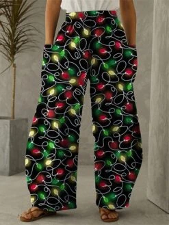 Women's Wide Leg Pants Trousers Full Length Vacation Fashion Home Christmas PP3595471 PP3595131 S M Fall Winter -Xmas Cothing Store hqtfyv1695635899462