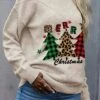 Women's Pullover Sweater Jumper Strapless Crew Neck Ribbed Knit Knit Print Fall Winter Regular Christmas Weekend Casual Soft Long Sleeve Christmas Tree Red Orange S M L -Xmas Cothing Store hsihkz1695799813553