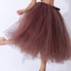 Women's Skirt Midi Pink Dusty Rose Blue Purple Skirts Summer Layered Tulle Lined Basic Performance Christmas One-Size -Xmas Cothing Store htgvhn1632297478021