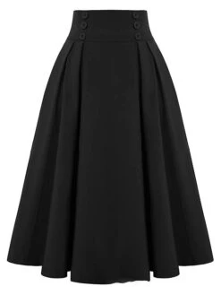 Women's Skirt Christmas Plaid Skirt Midi Cotton Blend Camel Black Wine Red Skirts Fall & Winter Ruched Print High Waist Fashion Casual Xmas Street S M L -Xmas Cothing Store hudayv1694067276309