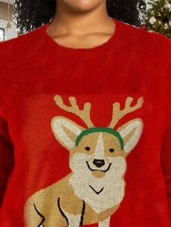 Women's Ugly Christmas Sweater Pullover Sweater Jumper Crew Neck Ribbed Knit Polyester Print Fall Winter Regular Xmas Daily Going Out Stylish Plus Size Casual Long Sleeve Animal Elk Print Red -Xmas Cothing Store huwbwo1696993407841