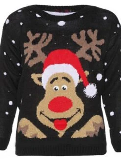 Women's Ugly Christmas Sweater Pullover Sweater Jumper Crew Neck Ribbed Knit Polyester Knitted Fall Winter Outdoor Xmas Holiday Stylish Casual Soft Long Sleeve Elk Snowflake Black Red S M L -Xmas Cothing Store huyzjt1667548183755