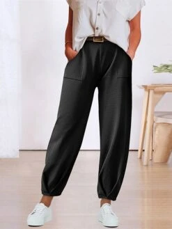 Women's Chinos Cropped Pants Harem Pants Ankle-Length Micro-elastic Mid Waist Fashion Xmas Streetwear Christmas Street Black White S M Summer Fall -Xmas Cothing Store hvxhwa1692779933202