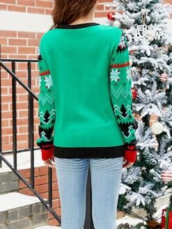 Women's Ugly Christmas Sweater Pullover Sweater Jumper Crew Neck Ribbed Knit Acrylic Oversized Fall Winter Short Xmas Daily Going Out Stylish Casual Soft Long Sleeve Animal Snowflake 1044 -Xmas Cothing Store hwaluq1695262574436