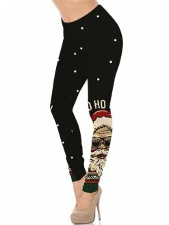 Women's Christmas Leggings Full Length Active Fashion Christmas Daily Black Brown S XL Fall & Winter