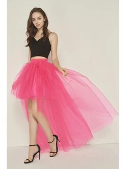 Women's Skirt & Dress Tutu Asymmetrical Chiffon Mesh Black White Red Fuchsia Skirts Summer Layered Tulle Lined Punk & Gothic Long Xmas Party Christmas One-Size -Xmas Cothing Store hyajex1635328019091