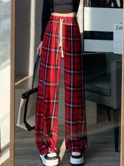 Women's Wide Leg Pants Trousers Full Length Fashion Streetwear Christmas Street Red Green S M Fall Winter -Xmas Cothing Store hyjhll1695792135351