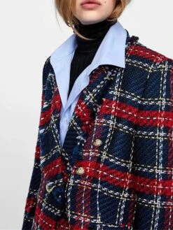 Women's Blazer Formal Button Plaid Warm Christmas Streetwear Regular Fit Outerwear Xmas Long Sleeve Fall Claret S -Xmas Cothing Store hyuvmt1692767159178