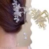 1PC Butterfly Hair Clip Metal Hair Claw Clip Bell Orchids Pearl Tassel Gold Fashion Nonslip Hair Clips Cute Claw Clips With Rhinestones Thick Hair Styling Hair Accessories For Women Christmas Gifts -Xmas Cothing Store hzdntx1678879391507