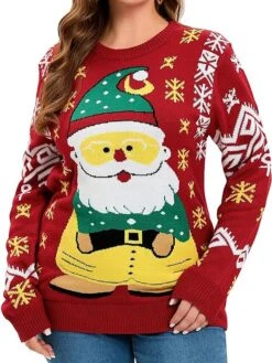 Women's Ugly Christmas Sweater Pullover Sweater Jumper Crew Neck Ribbed Knit Polyester Knitted Print Fall Winter Regular Outdoor Xmas Holiday Daily Stylish Casual Long Sleeve Print Black Green S -Xmas Cothing Store ibmqda1697290871003