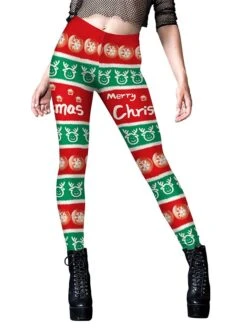 Women's Leggings Full Length Active Fashion Outdoor Christmas Black Red S M Fall Winter
