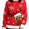 Women's Ugly Christmas Sweater Pullover Sweater Jumper Crew Neck Ribbed Knit Acrylic Knitted Fall Winter Outdoor Xmas Daily Stylish Casual Soft Long Sleeve Elk Snowflake Red S M L -Xmas Cothing Store icetnl1667802174887