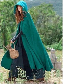 Women's Coat Cloak / Capes Christmas Long Coat Winter Coat Single Breasted One-Button Overcoat Hooded Coat Sleeveless Black Blue Gray Army Green Red Halloween Basic Essential Causal Fall Loose -Xmas Cothing Store ieaqej1692350762615